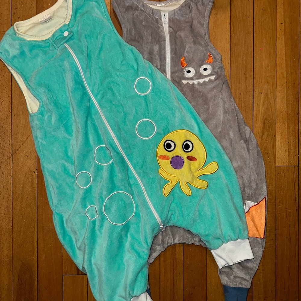 Cozy Blue and Gray Sleep Sacks footless